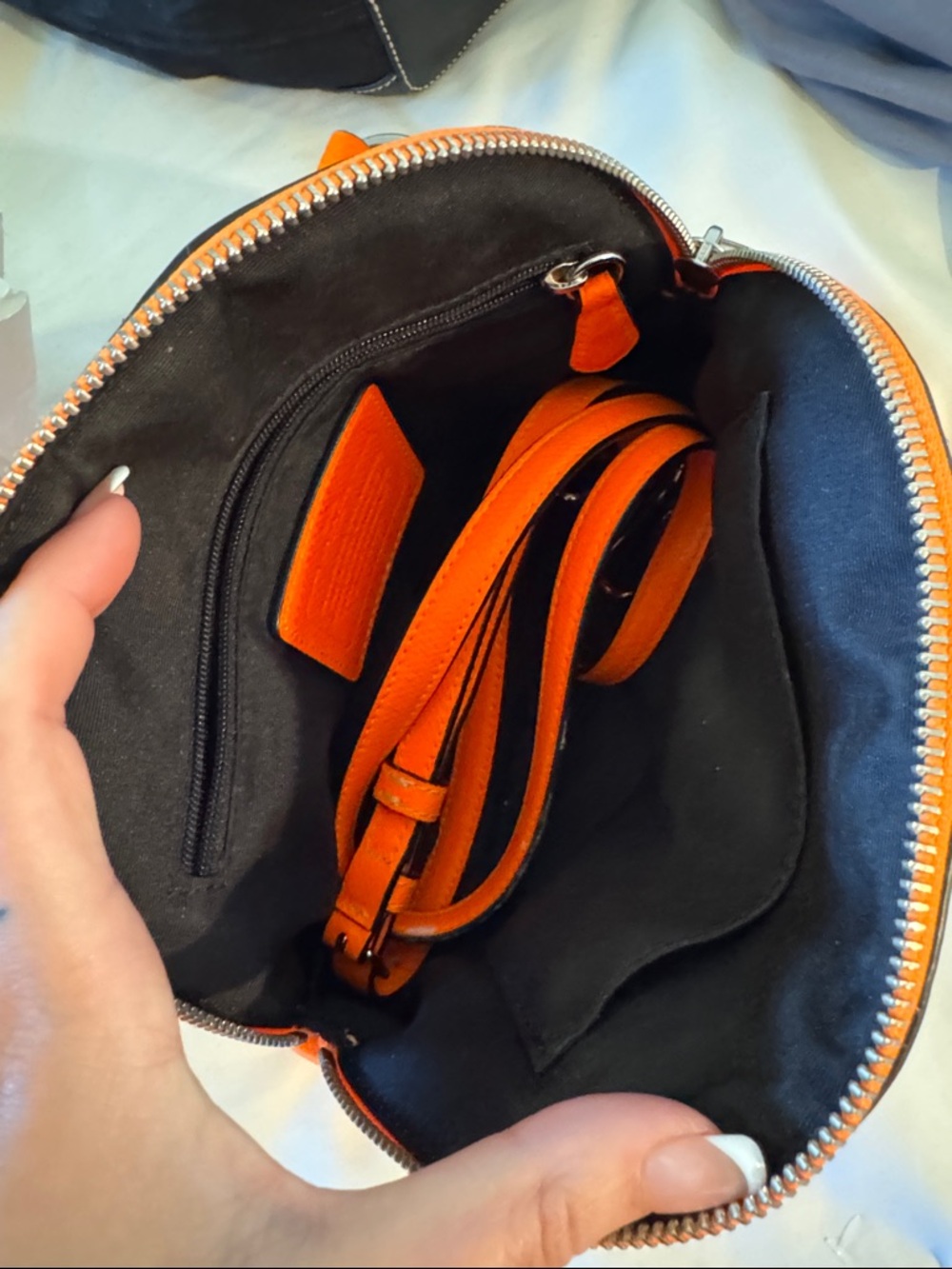 Coach Black Signature Dome Satchel with Bright Orange Trim - Picture 8 of 8